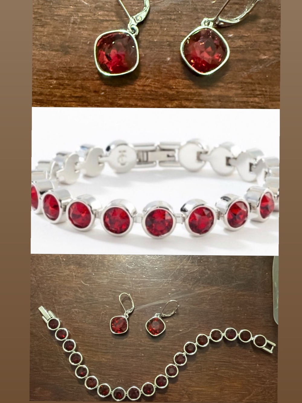 Touchstone Crystal Red Ice Bracelet with Matching Scarlet Breeze Earrings